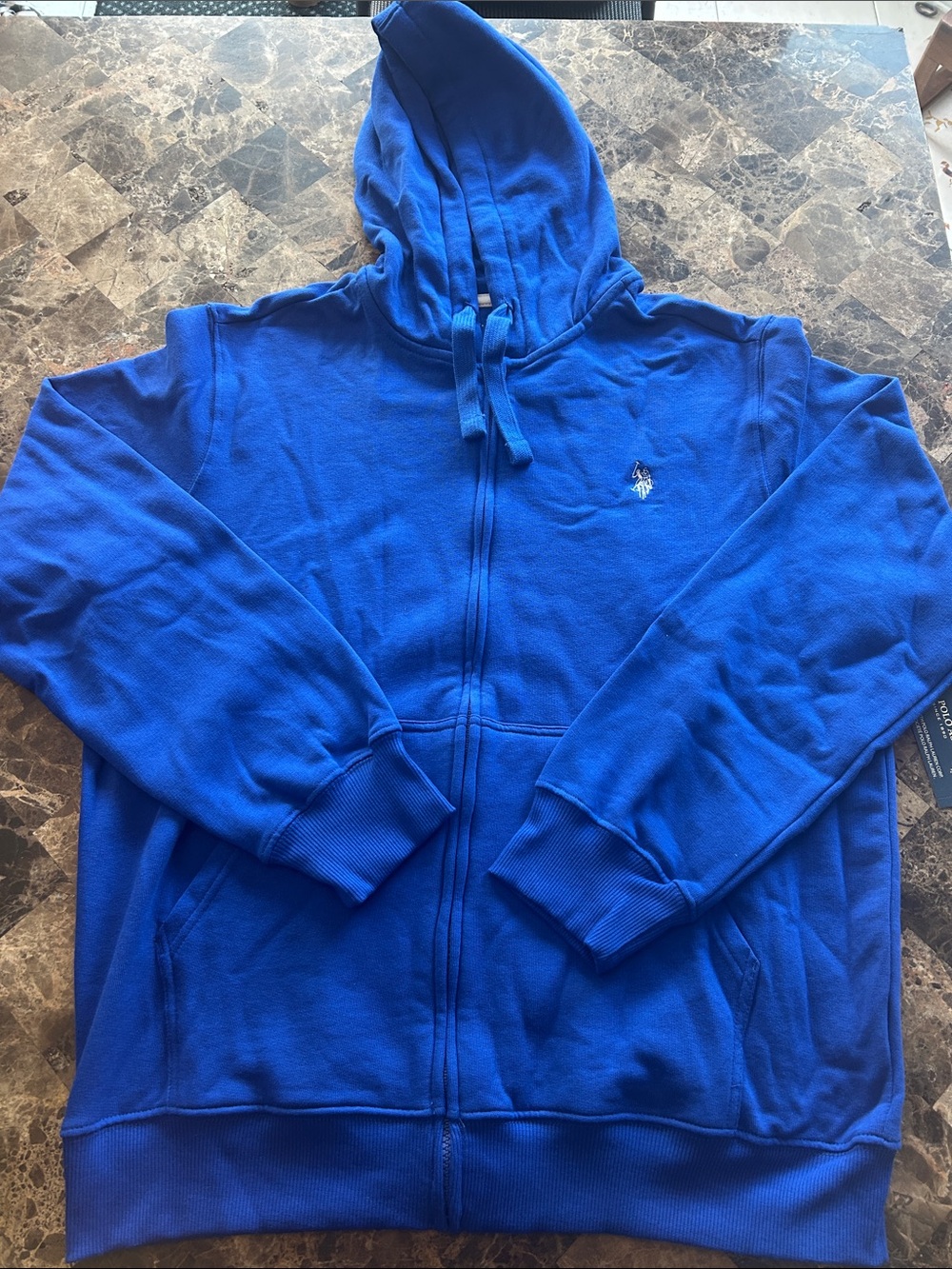 NWT 🆕 US Polo Assn. Men's Blue Full-Zip Hooded Sweater